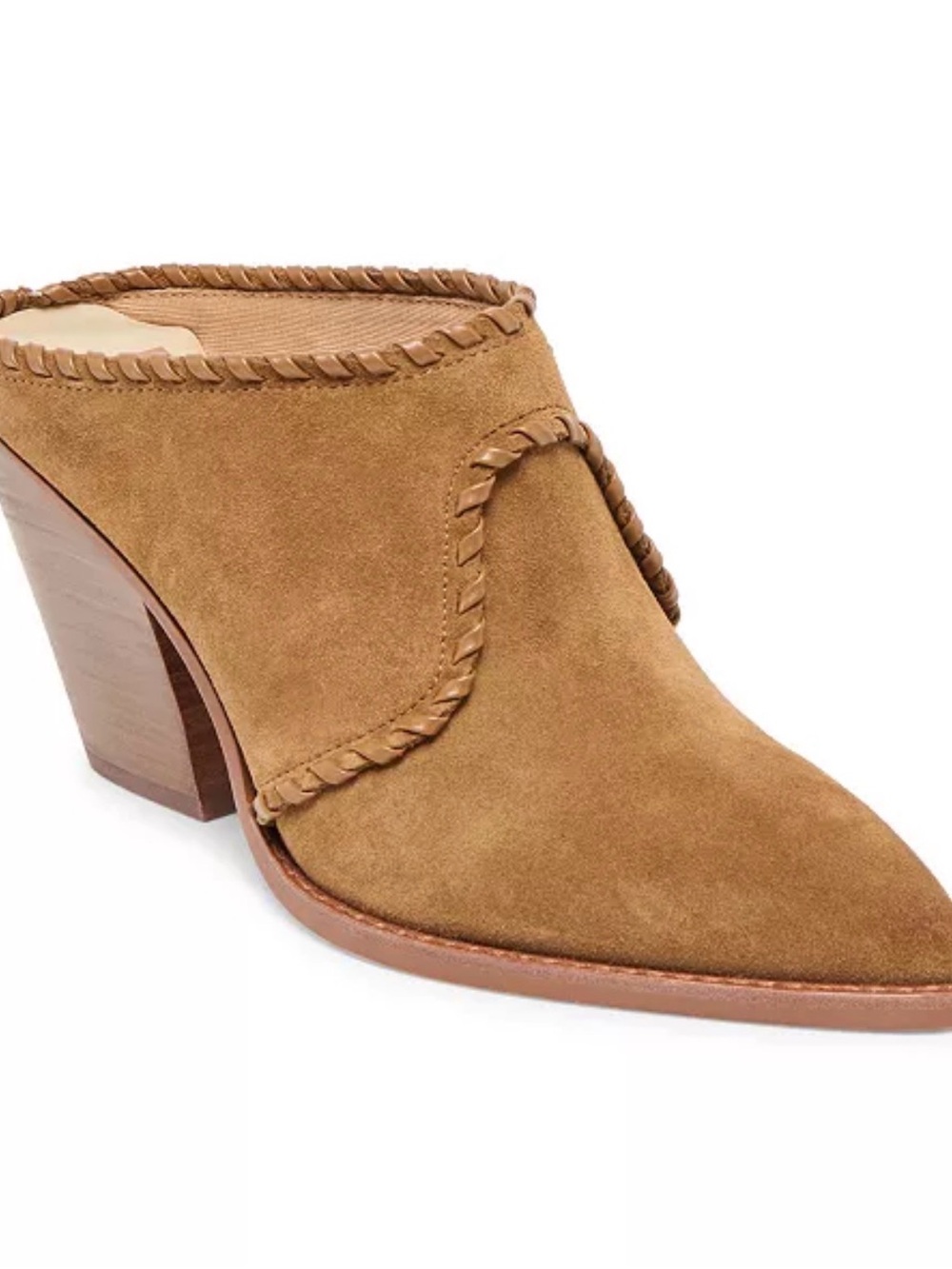Dolce Vita Jolyn Western Mules Light Brown Suede Whipstitch Size 10